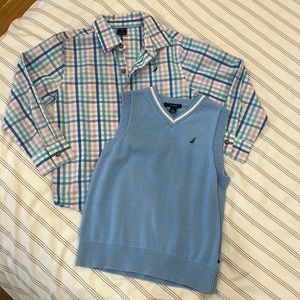 Boys NWOT Nautica Collared Shirt with Matching Sweater Vest Size 6